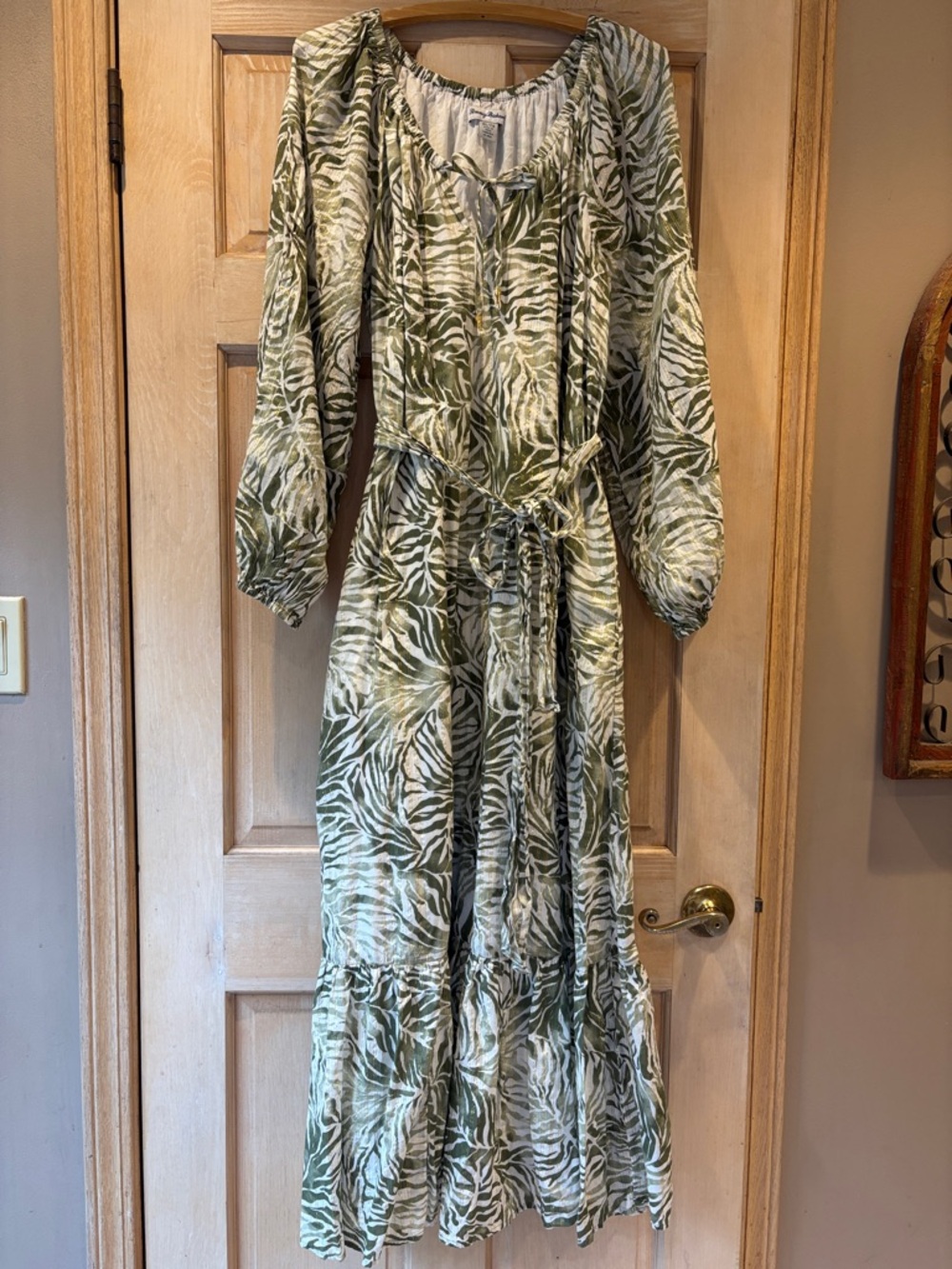 Tommy Bahama Monsera Mirage Green Long Sleeve Maxi Dress Size XL